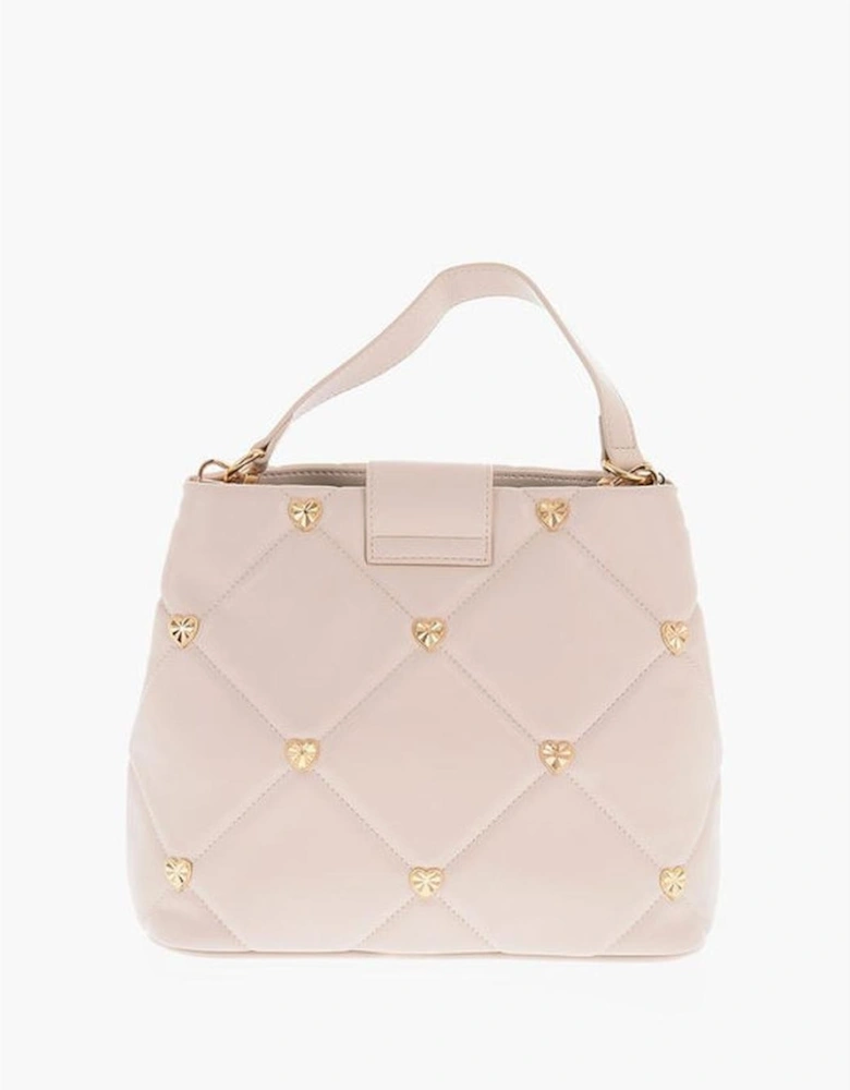 Metal Eco-Leather Handbag with Adjustable Strap Women - Beige Tote
