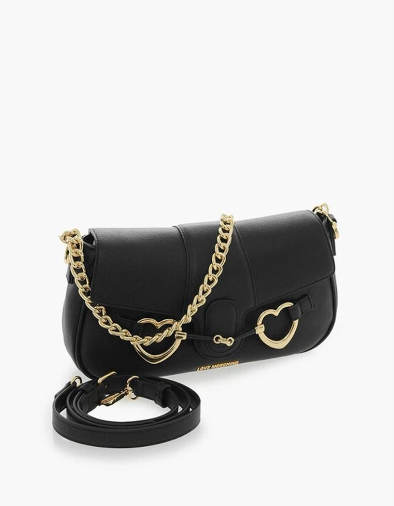 Eco-Leather Shoulder Bag with Removable Strap Women - Black