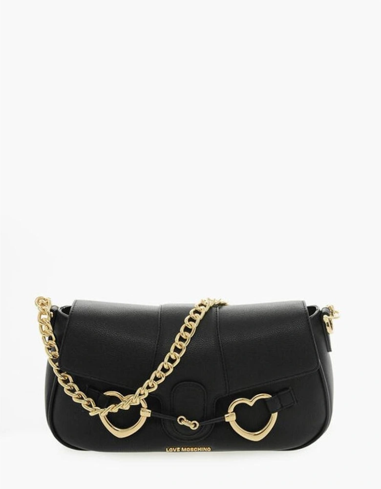 Eco-Leather Shoulder Bag with Removable Strap Women - Black