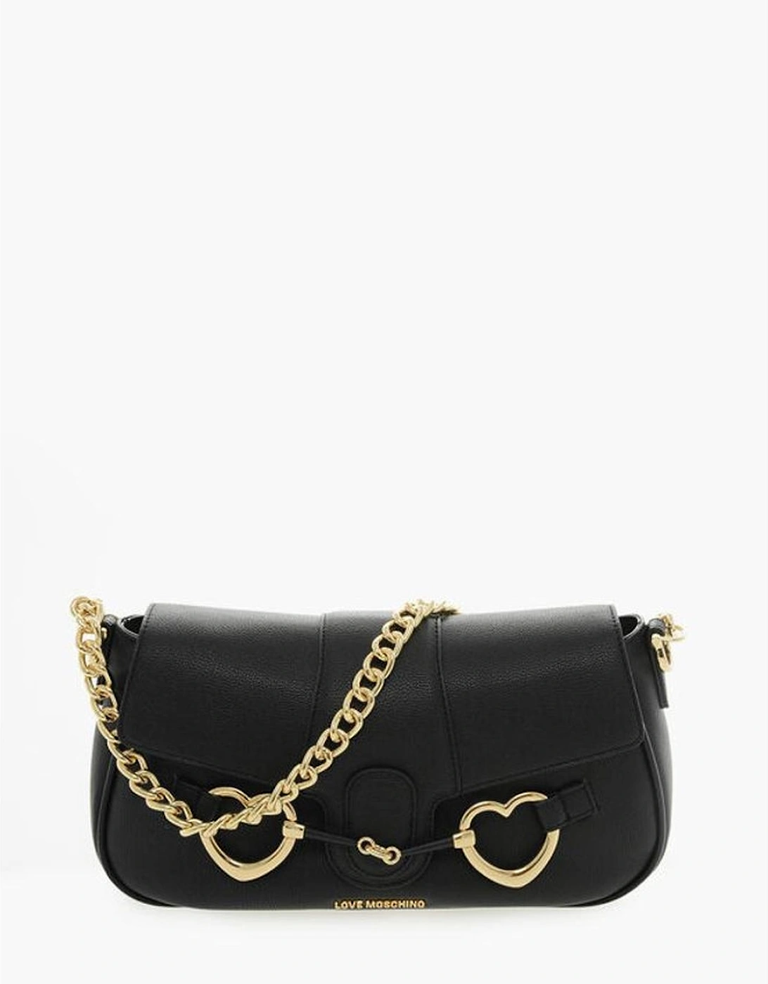 Eco-Leather Shoulder Bag with Removable Strap Women - Black, 5 of 4