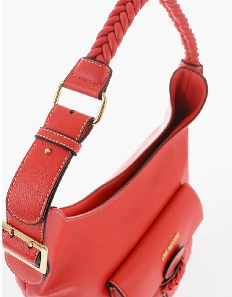 Eco-Leather Shoulder Bag with Adjustable Strap Women - Red