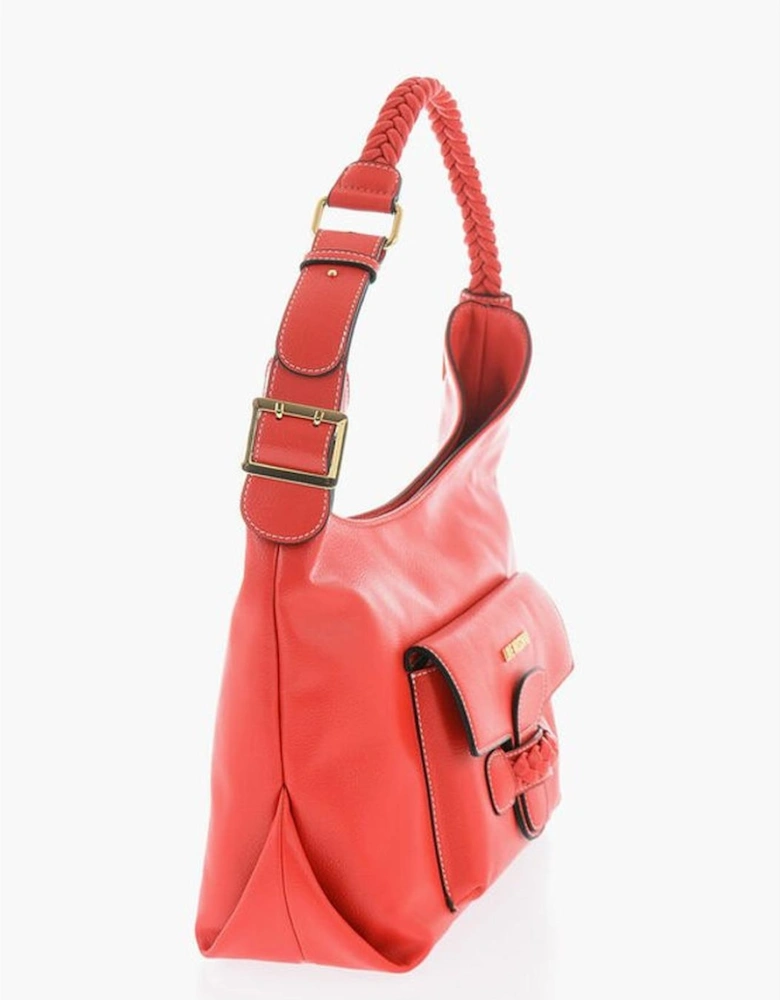 Eco-Leather Shoulder Bag with Adjustable Strap Women - Red