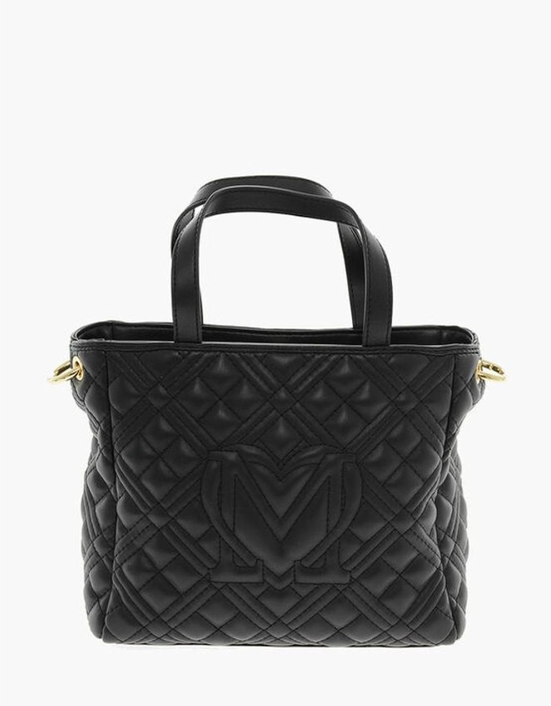 Eco-Leather Handbag with Removable Shoulder Strap Women - Black Tote