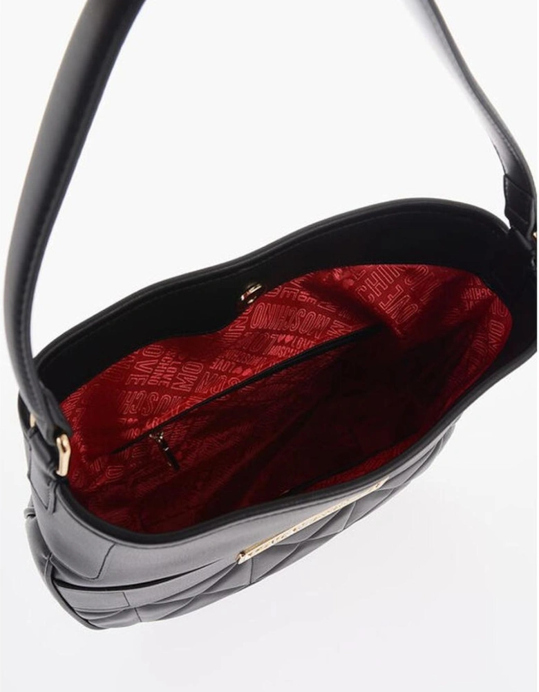 Eco-Leather Shoulder Bag with Adjustable Strap Women - Black