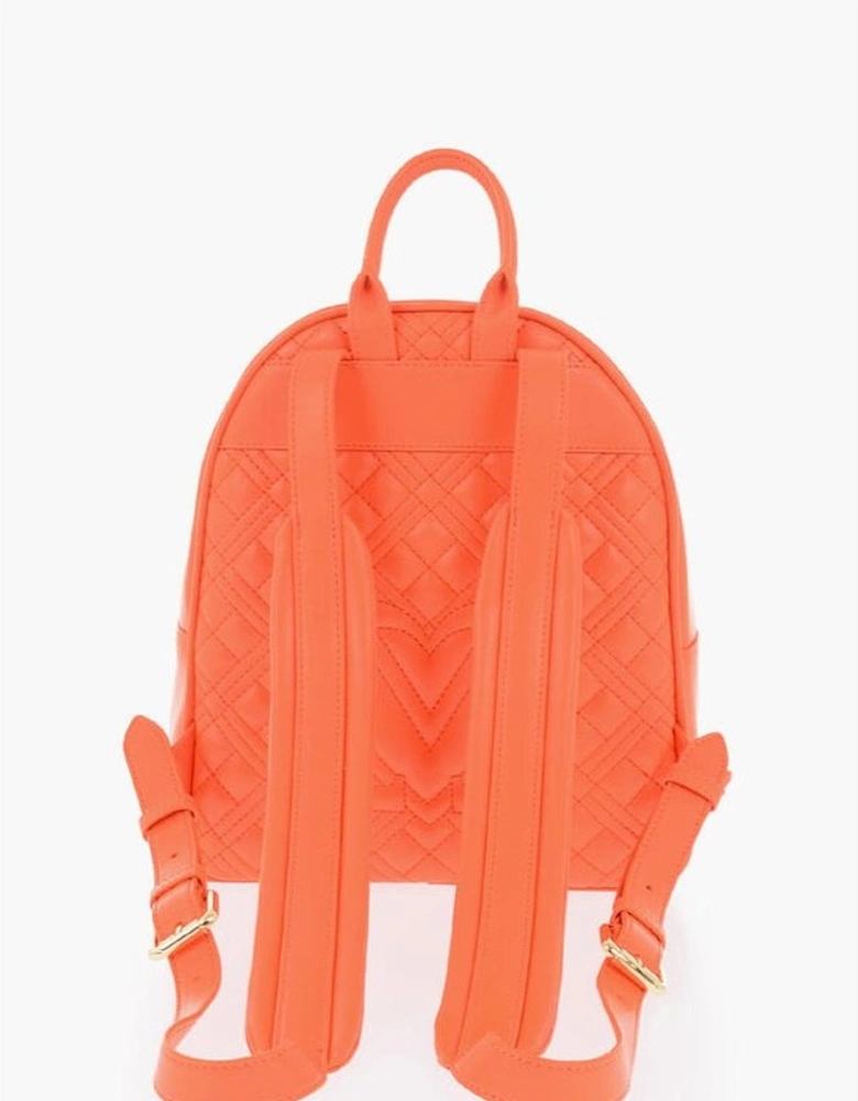 Solid Metal Zip Closure Shoulder Bag Women - Orange Backpacks