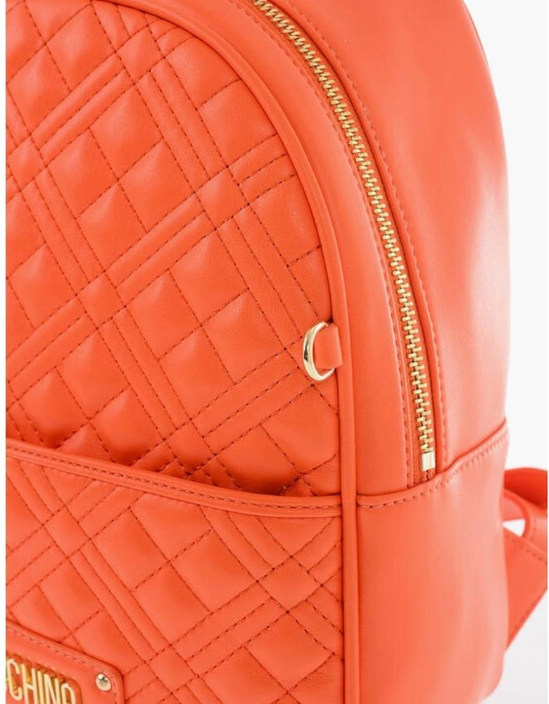 Solid Metal Zip Closure Shoulder Bag Women - Orange Backpacks