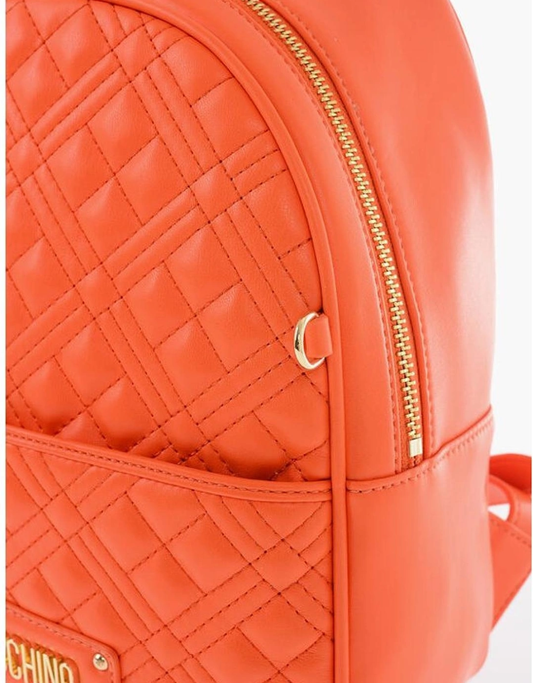 Solid Metal Zip Closure Shoulder Bag Women - Orange Backpacks