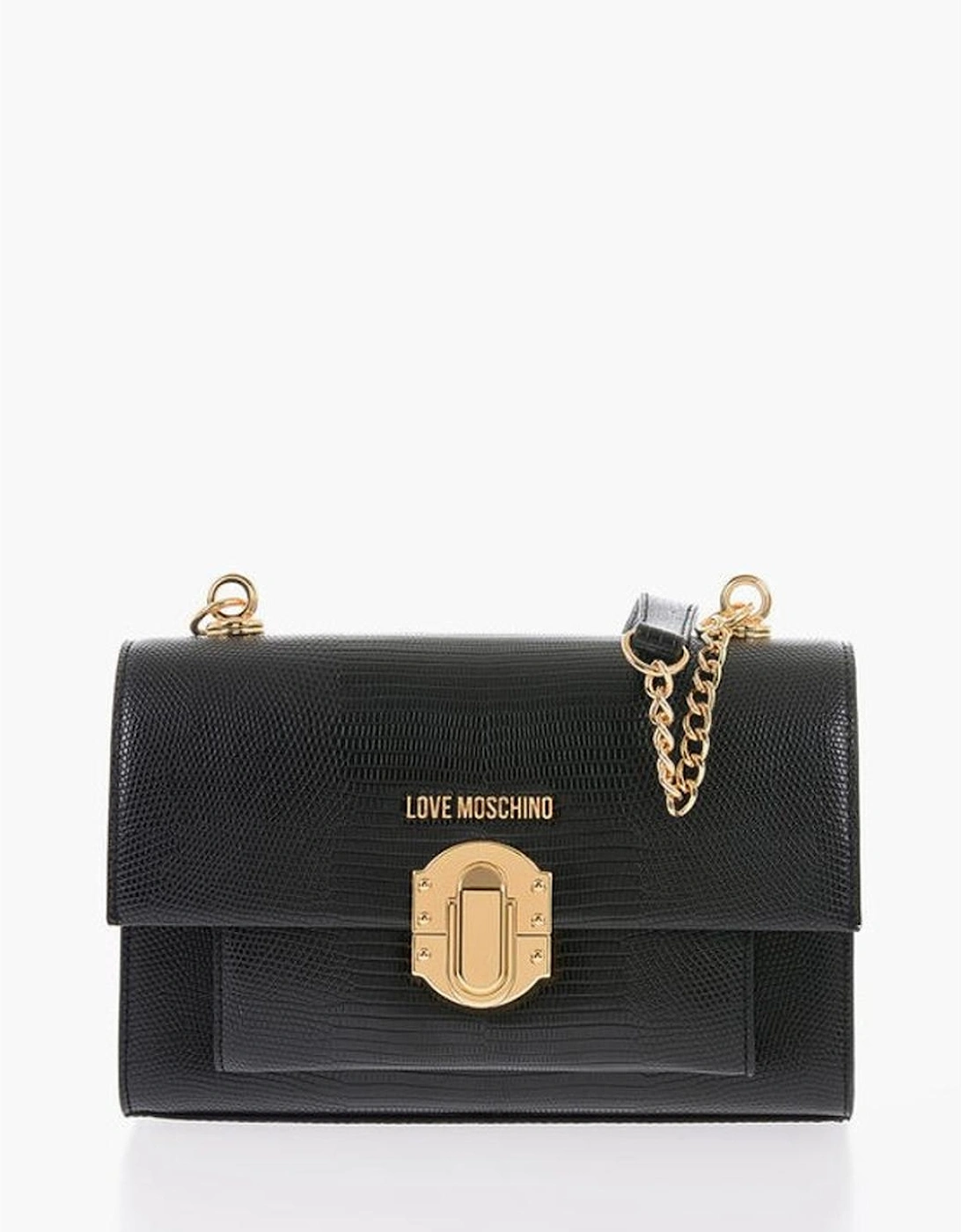 Logo Metal Snap Button Shoulder Bag Women - Black, 5 of 4