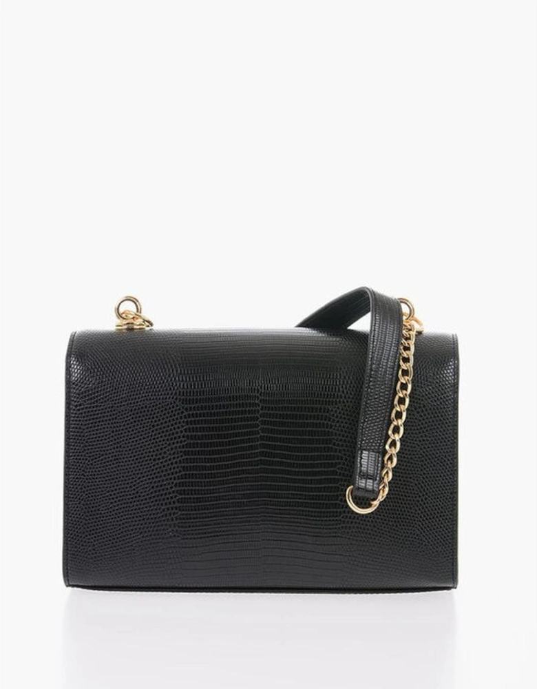 Logo Metal Snap Button Shoulder Bag Women - Black