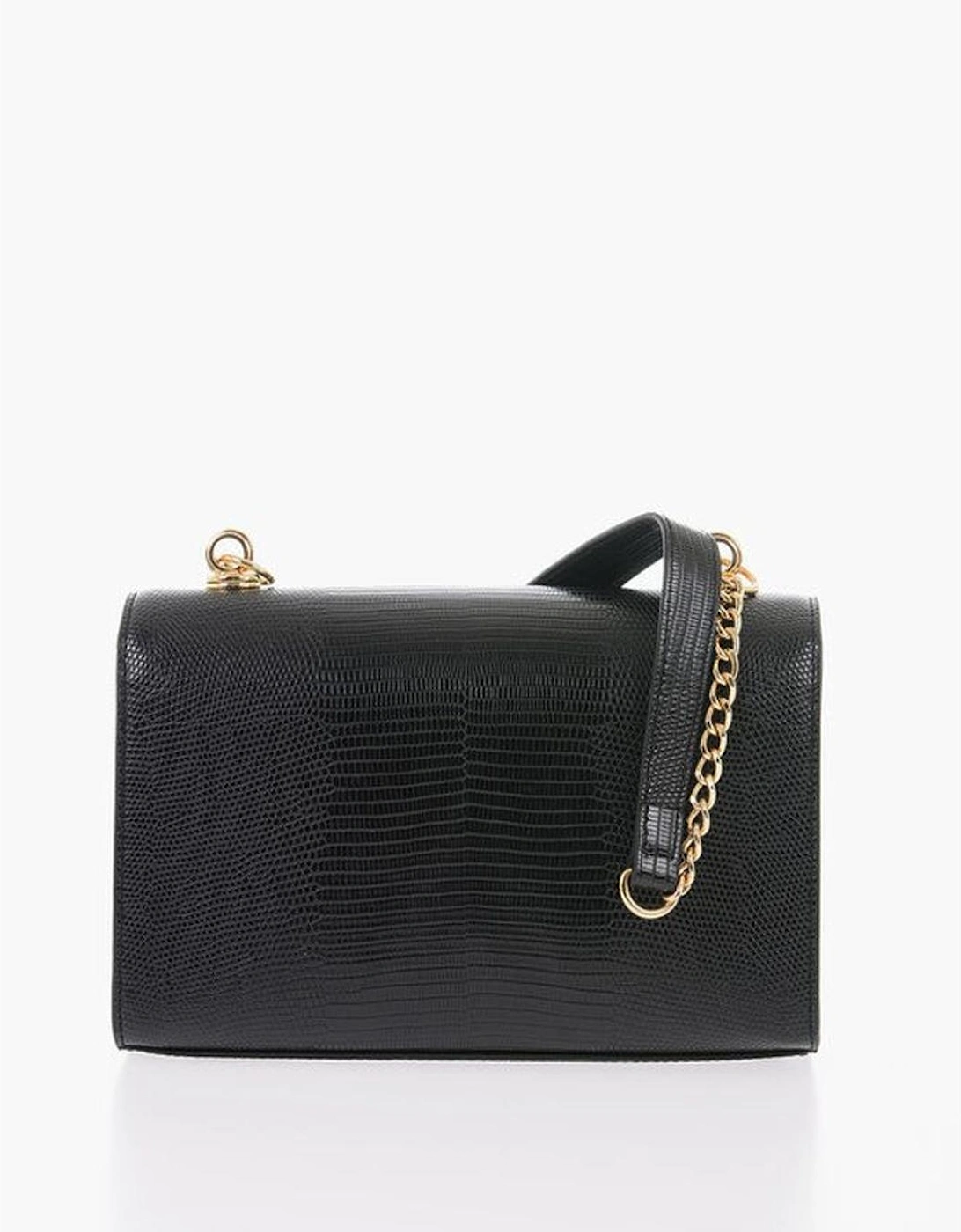 Logo Metal Snap Button Shoulder Bag Women - Black
