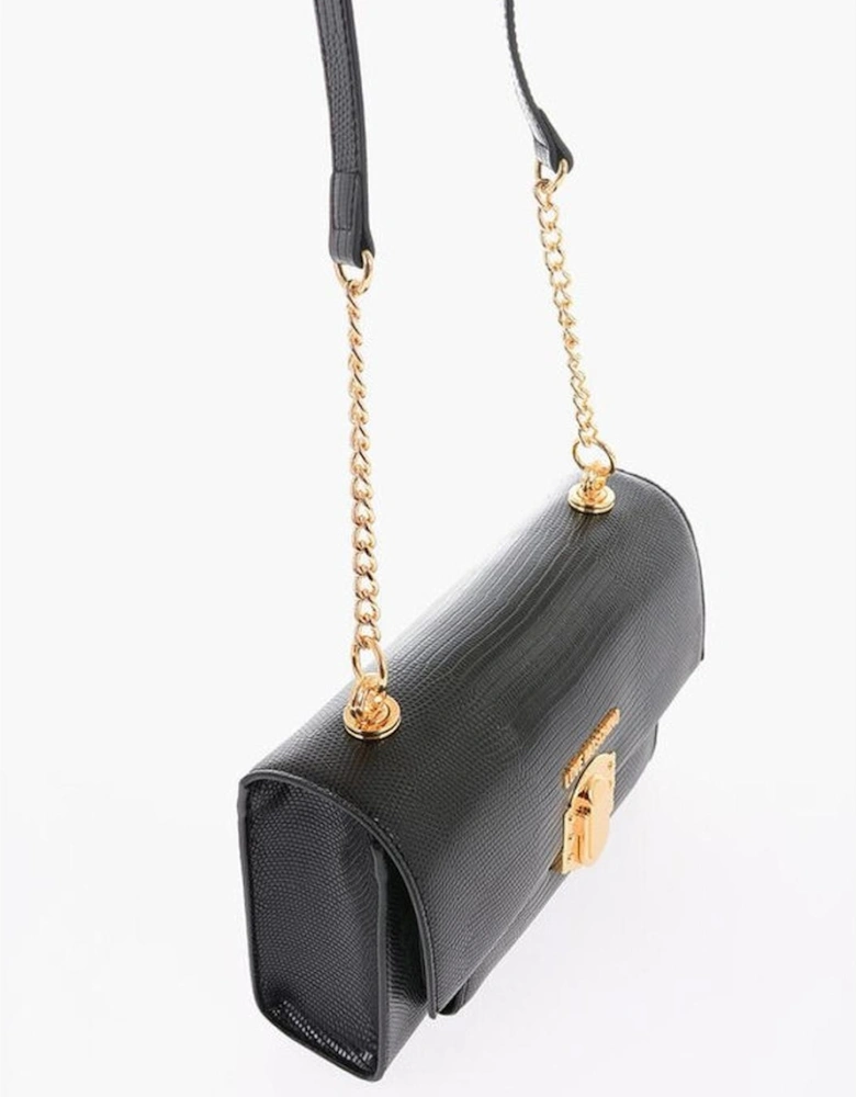 Logo Metal Snap Button Shoulder Bag Women - Black