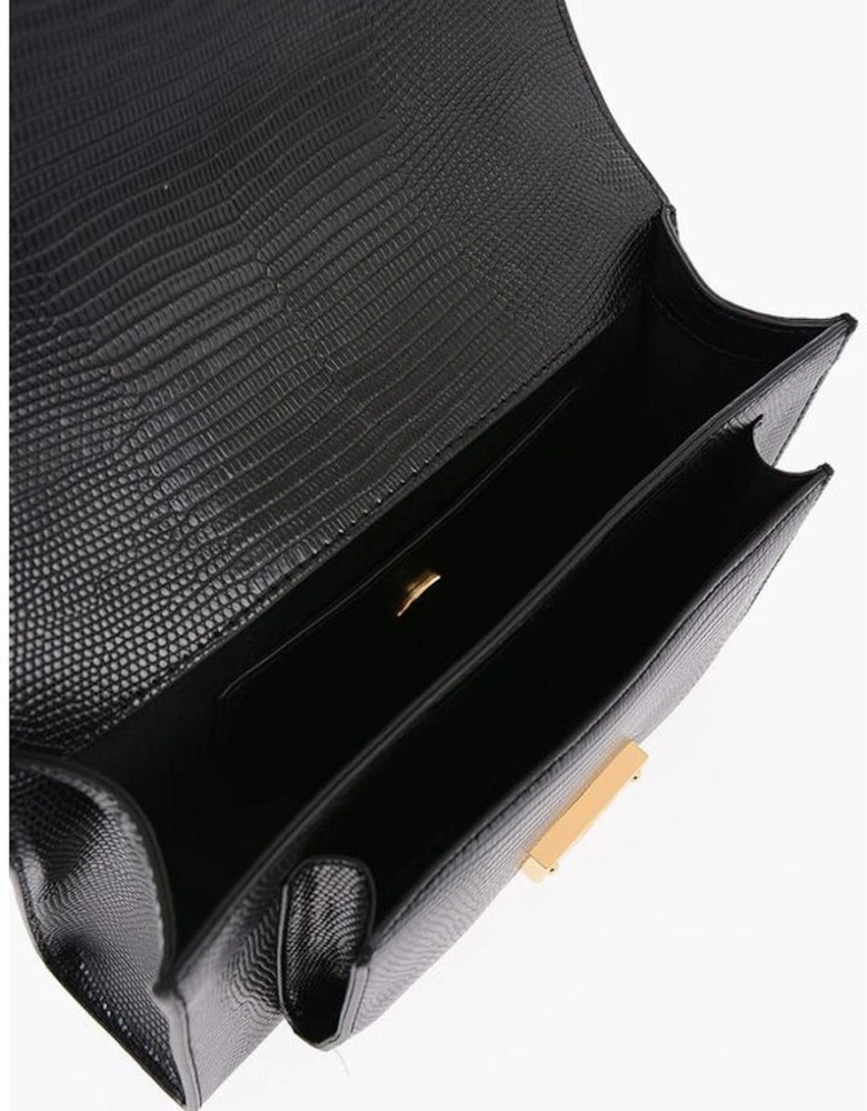 Logo Metal Snap Button Shoulder Bag Women - Black