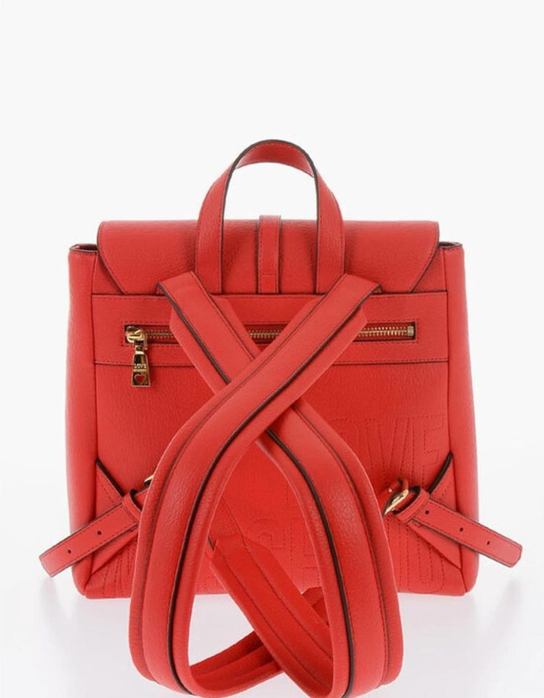 Logo Solid Color Metal Shoulder Bag Women - Red Backpacks