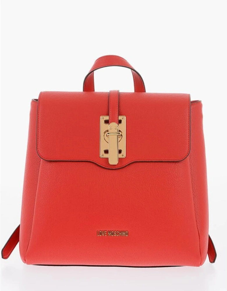 Logo Solid Color Metal Shoulder Bag Women - Red Backpacks