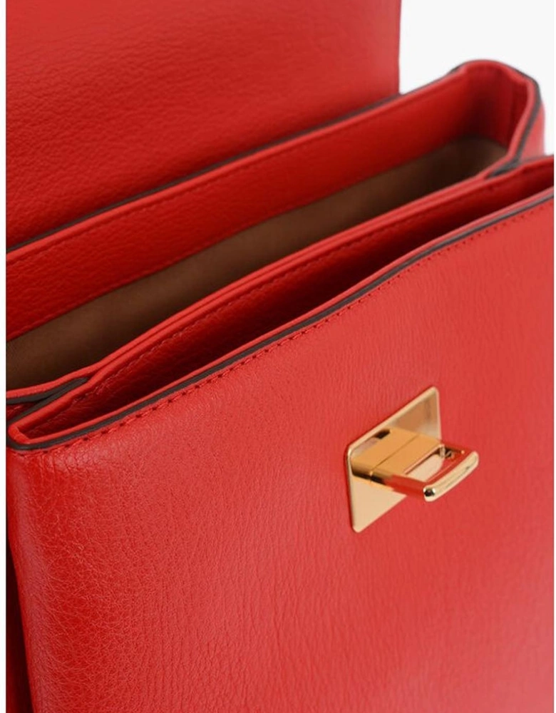 Logo Solid Color Metal Shoulder Bag Women - Red Backpacks
