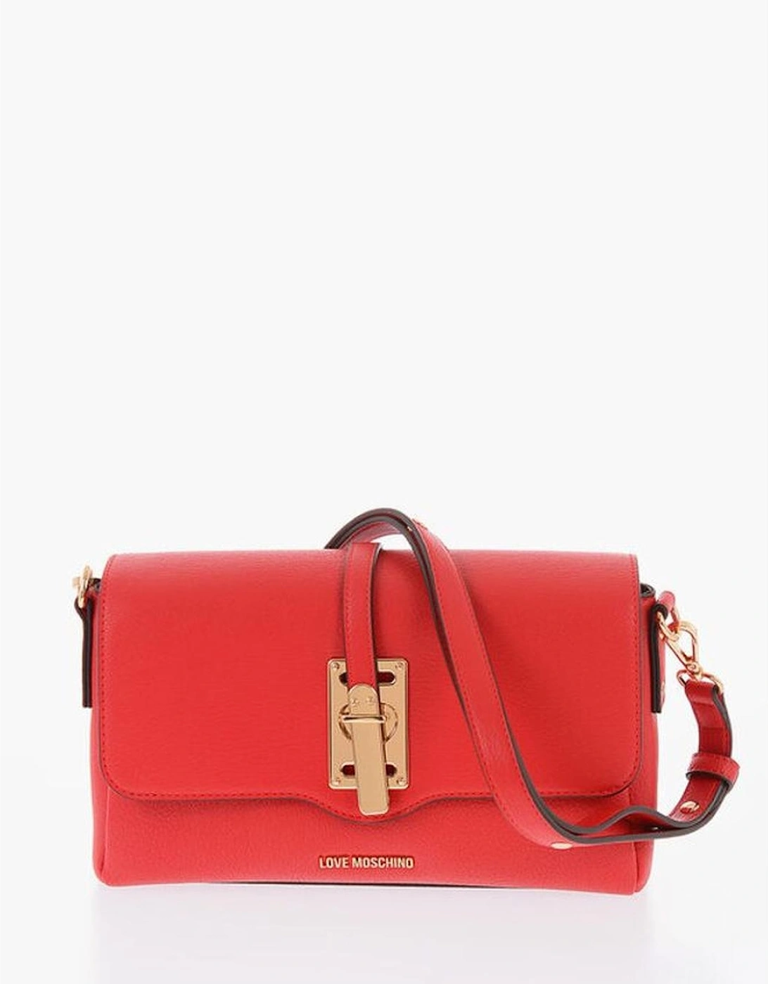 Eco-Leather Shoulder Bag with Removable Strap Women - Red, 5 of 4