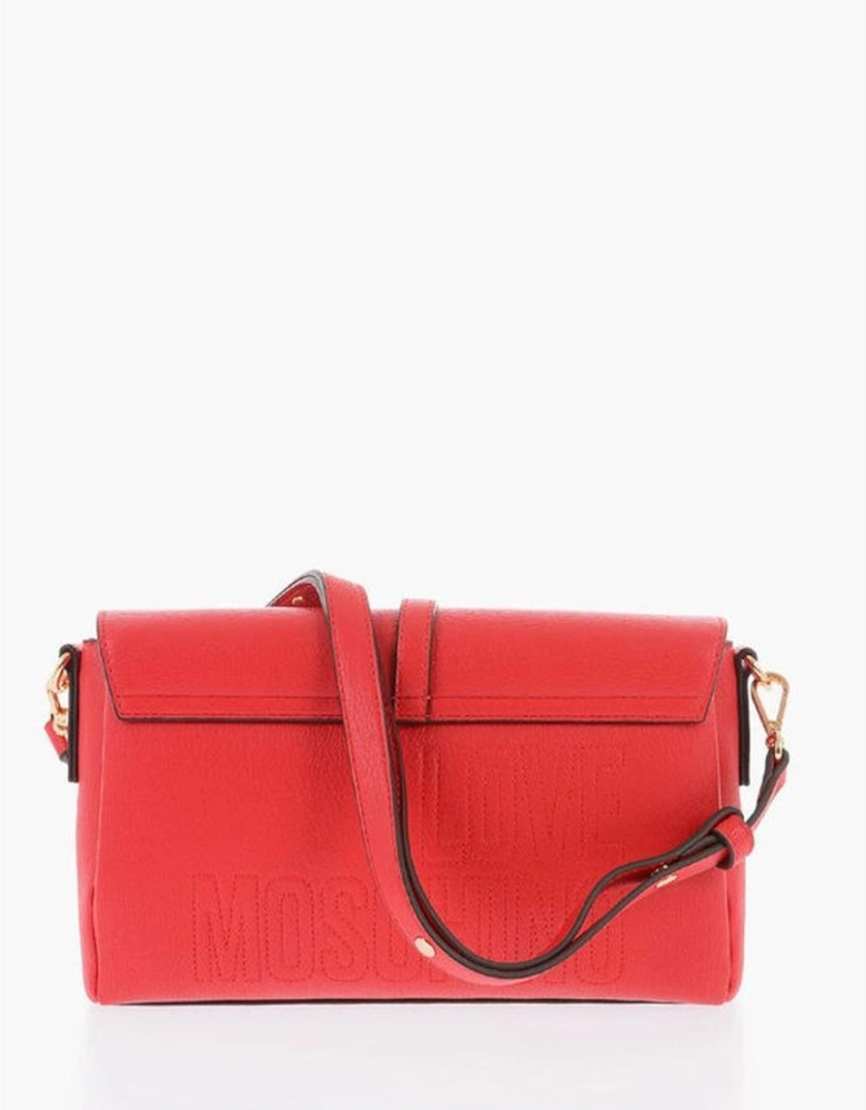 Eco-Leather Shoulder Bag with Removable Strap Women - Red