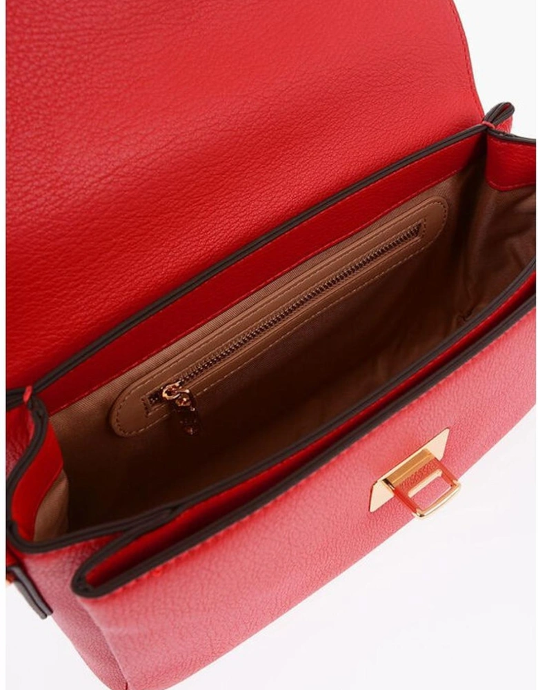 Eco-Leather Shoulder Bag with Removable Strap Women - Red