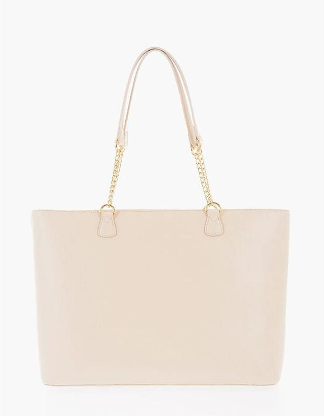 Metal Logo Shoulder Bag with External Pocket Women - Beige