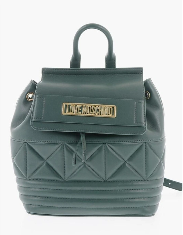 Logo Metal Snap Button Shoulder Bag Women - Green Backpacks