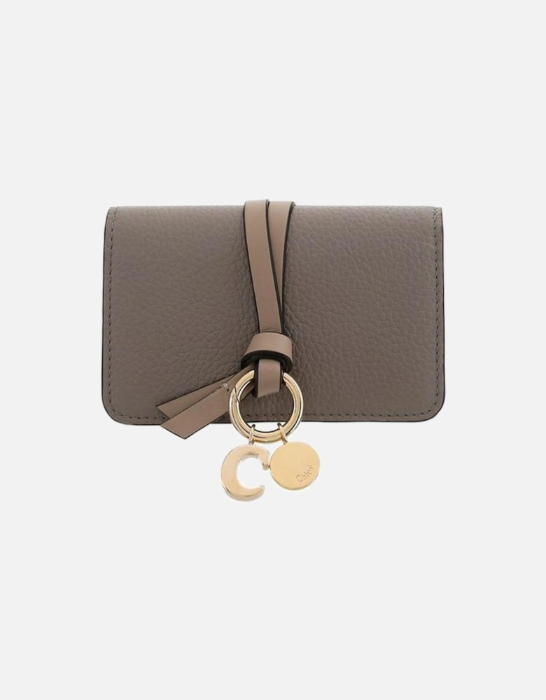Grained Leather Wallet with Charm Detail Women - Gray