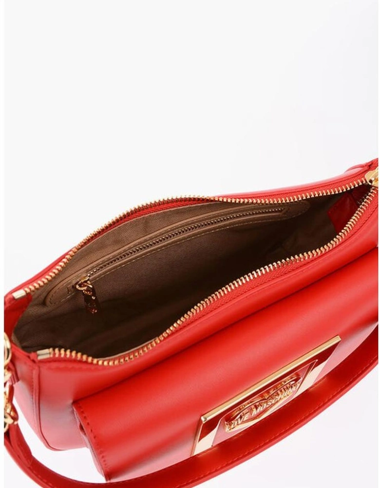 Logo Metal Snap Button Shoulder Bag Women - Red Tote Bags