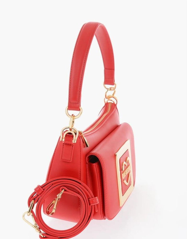 Logo Metal Snap Button Shoulder Bag Women - Red Tote Bags