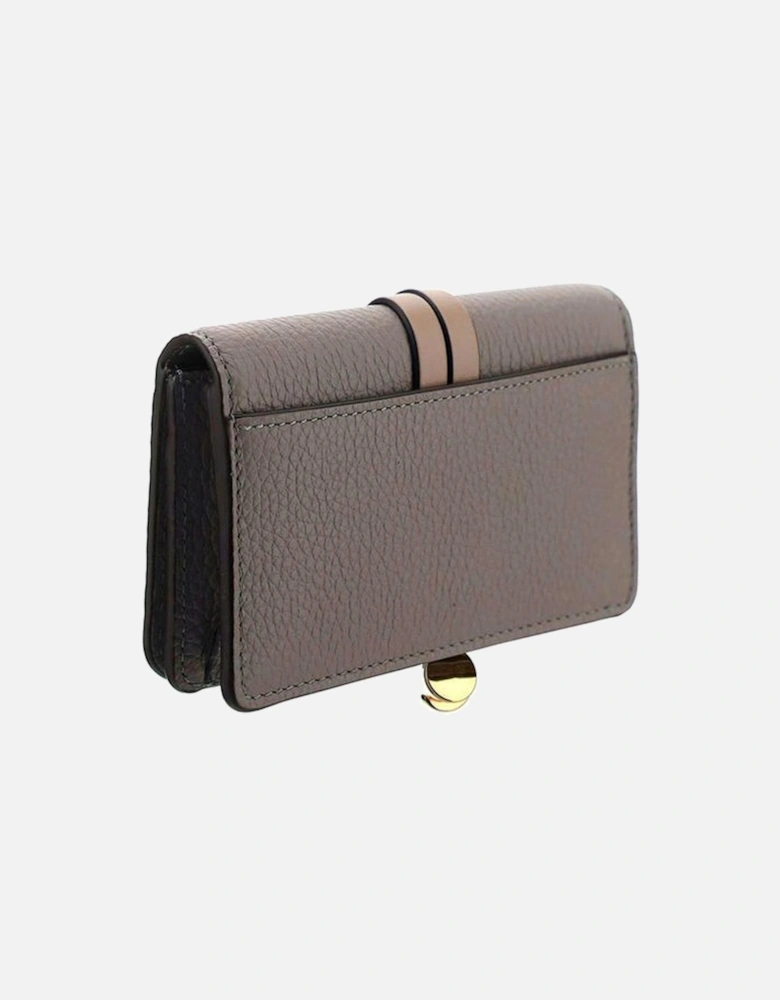 Grained Leather Wallet with Charm Detail Women - Gray