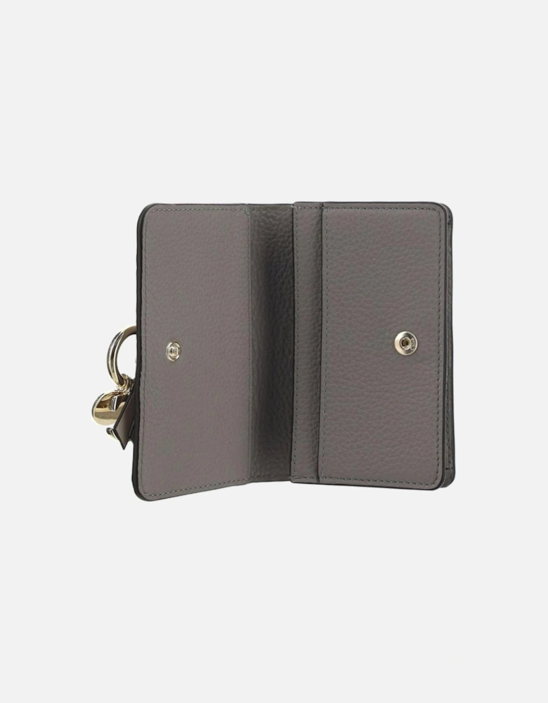 Grained Leather Wallet with Charm Detail Women - Gray