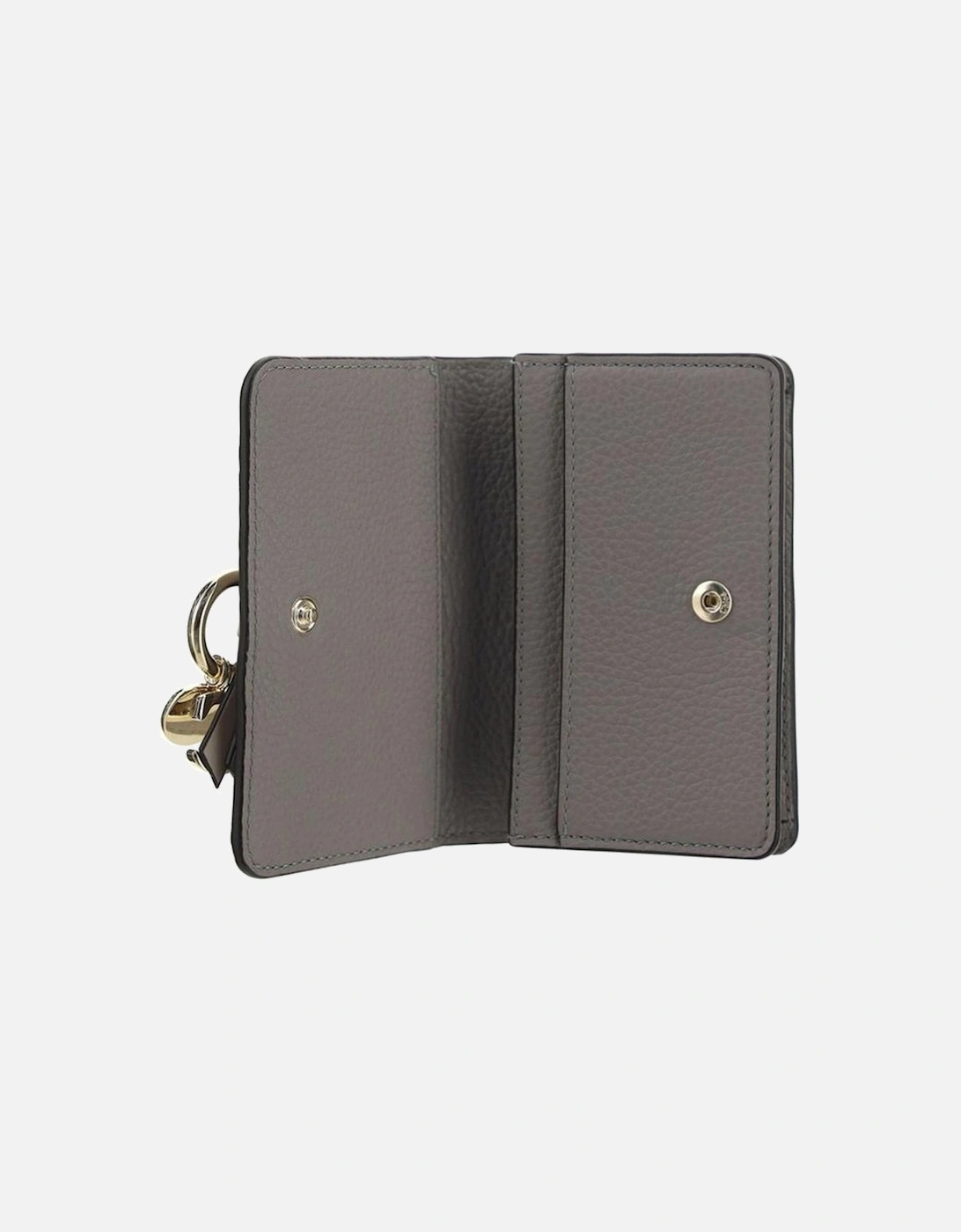 Grained Leather Wallet with Charm Detail Women - Gray