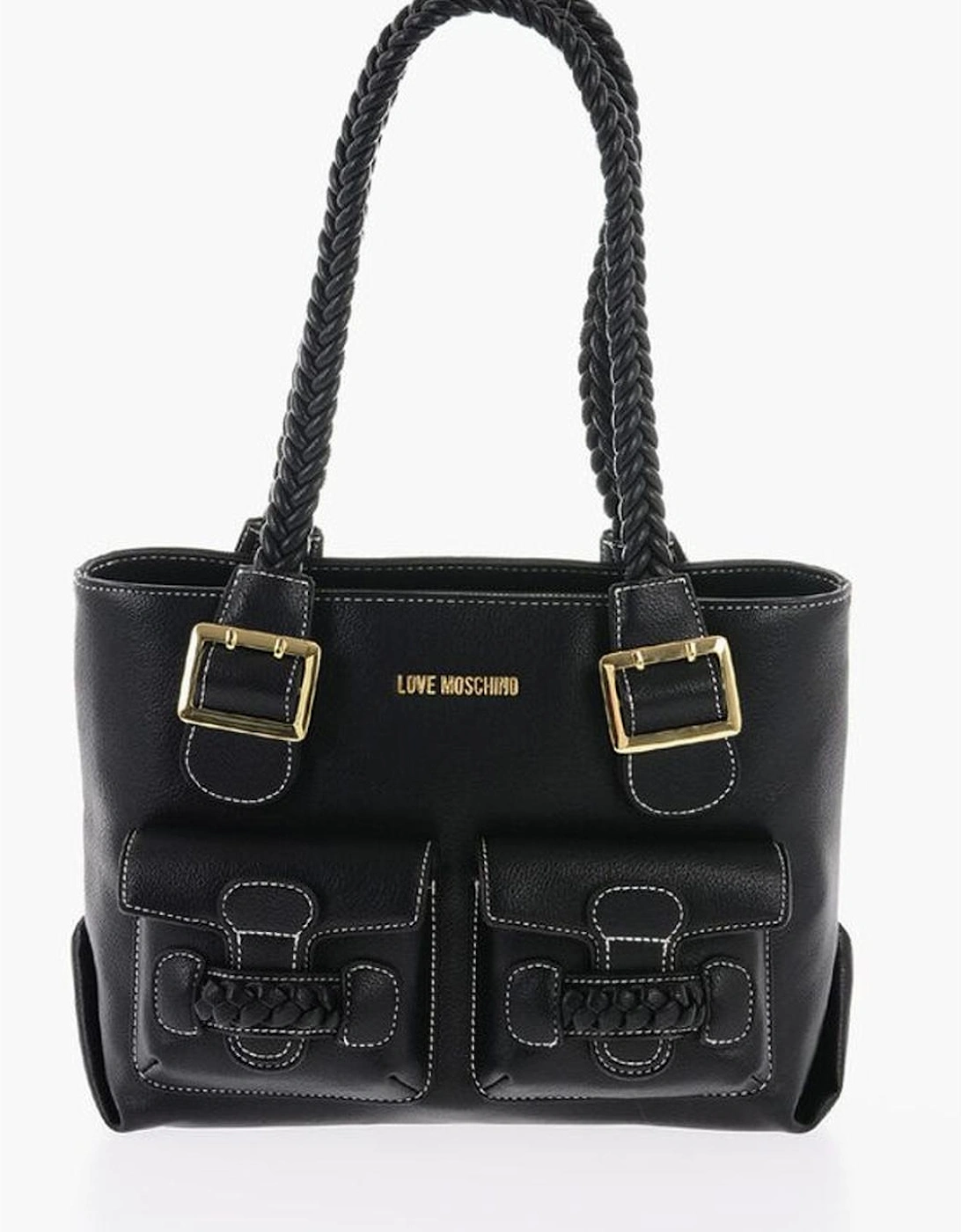 Eco-Leather Shoulder Bag with Contrasting Stitch Detailing Women -, 5 of 4