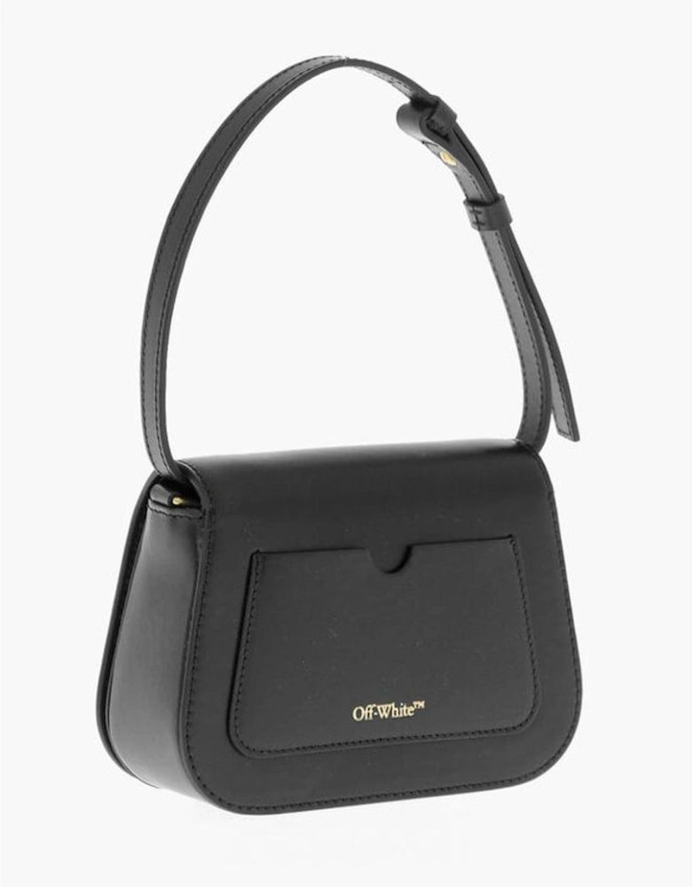 Logo Leather Handbag with Adjustable Strap Women - Black Shoulder Bags