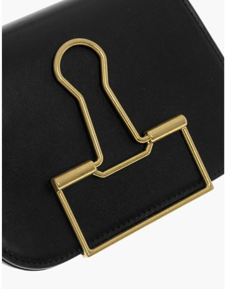 Logo Leather Handbag with Adjustable Strap Women - Black Shoulder Bags