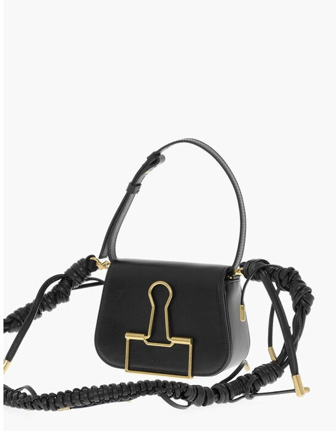 Logo Leather Handbag with Adjustable Strap Women - Black Shoulder Bags