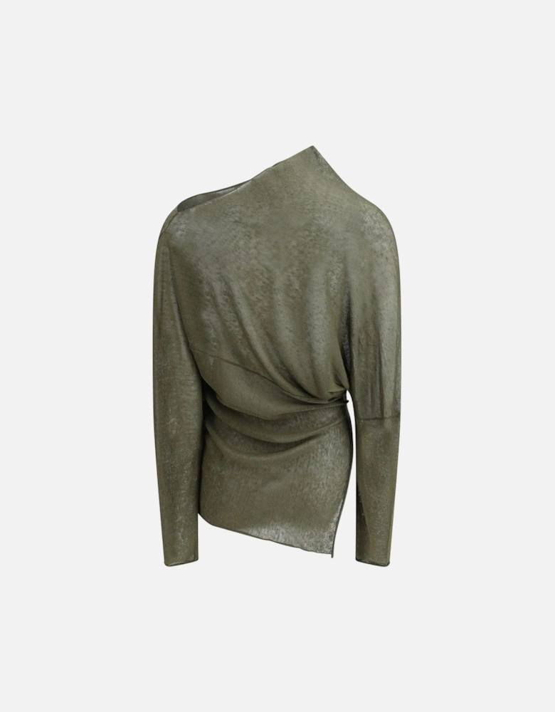 Asymmetrical Cowl Neck Sweater Women - Green