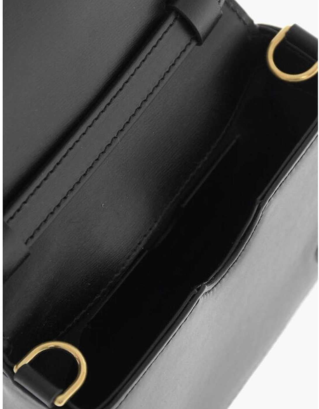 Logo Leather Handbag with Adjustable Strap Women - Black Shoulder Bags