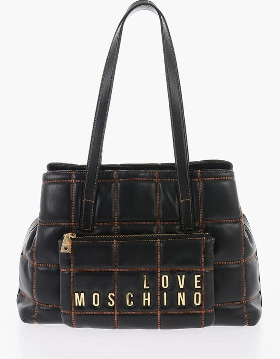 Logo Metal Shoulder Bag with Contrasting Stitching Women - Black, 5 of 4