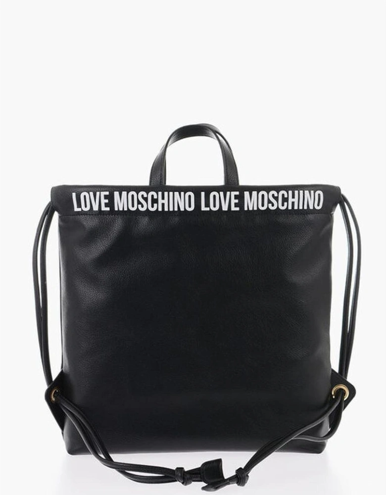 Solid Metal Logo Handbag with Double Handle Women - Black Tote Bags
