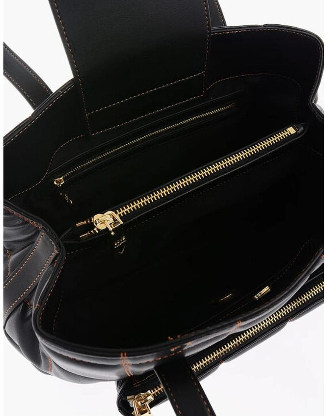 Logo Metal Shoulder Bag with Contrasting Stitching Women - Black