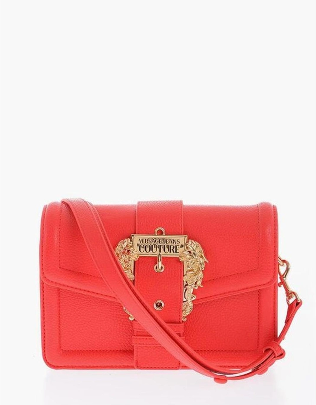 Logo Metal Eco-Leather Shoulder Bag with Adjustable Strap Women - Red, 6 of 5