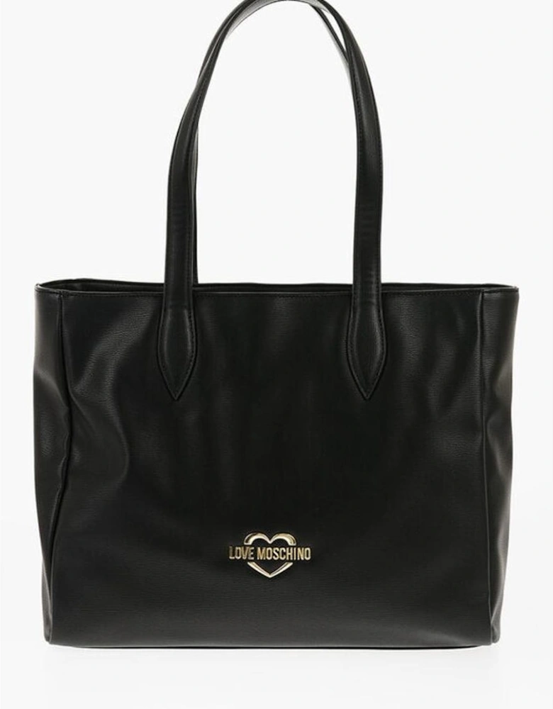 Solid Color Eco-Leather Shoulder Bag Women - Black Tote Bags