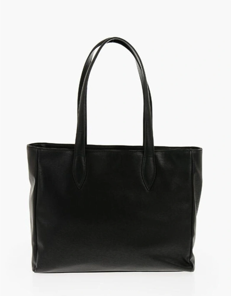 Solid Color Eco-Leather Shoulder Bag Women - Black Tote Bags