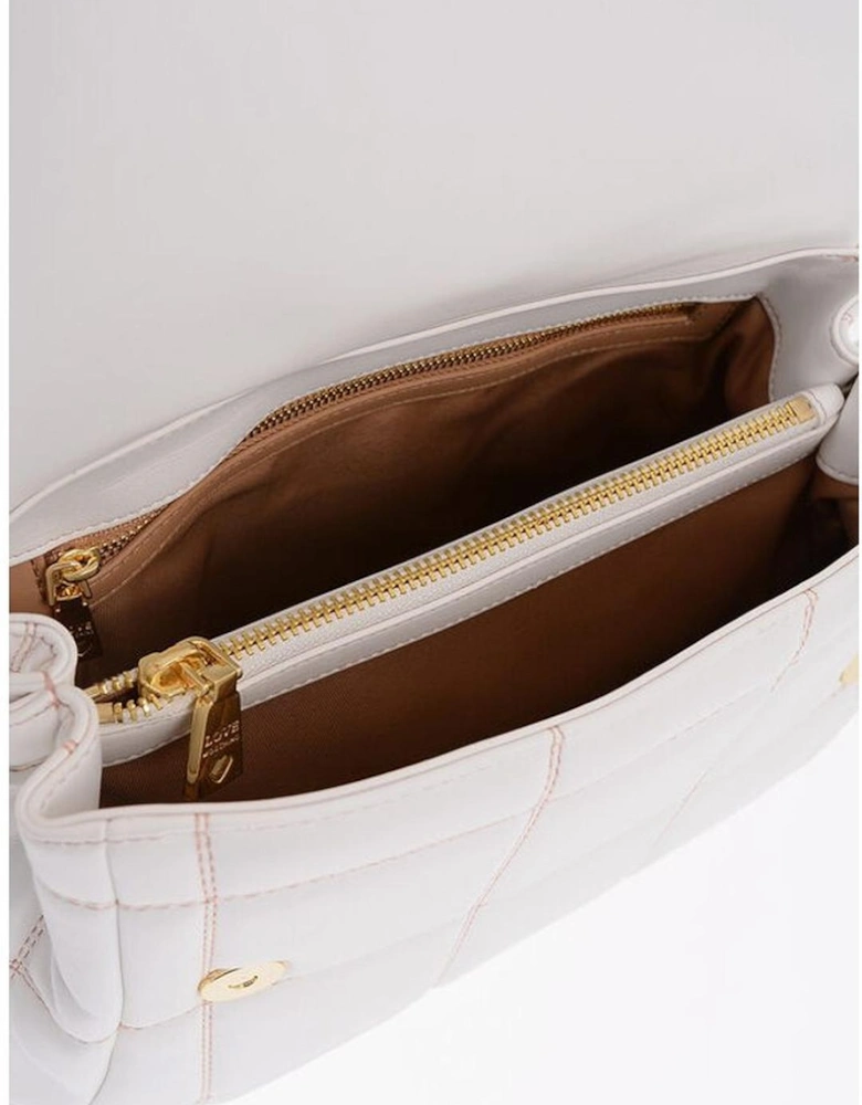 Logo Metal Snap Button Shoulder Bag Women - White Tote Bags