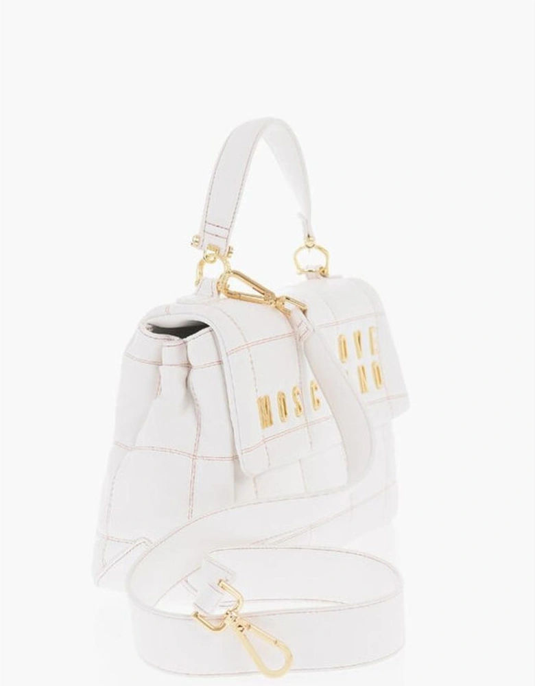 Logo Metal Snap Button Shoulder Bag Women - White Tote Bags