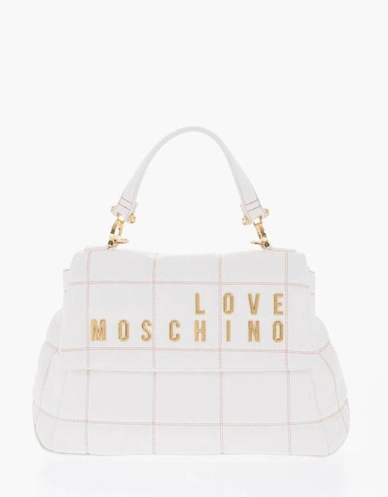 Logo Metal Snap Button Shoulder Bag Women - White Tote Bags