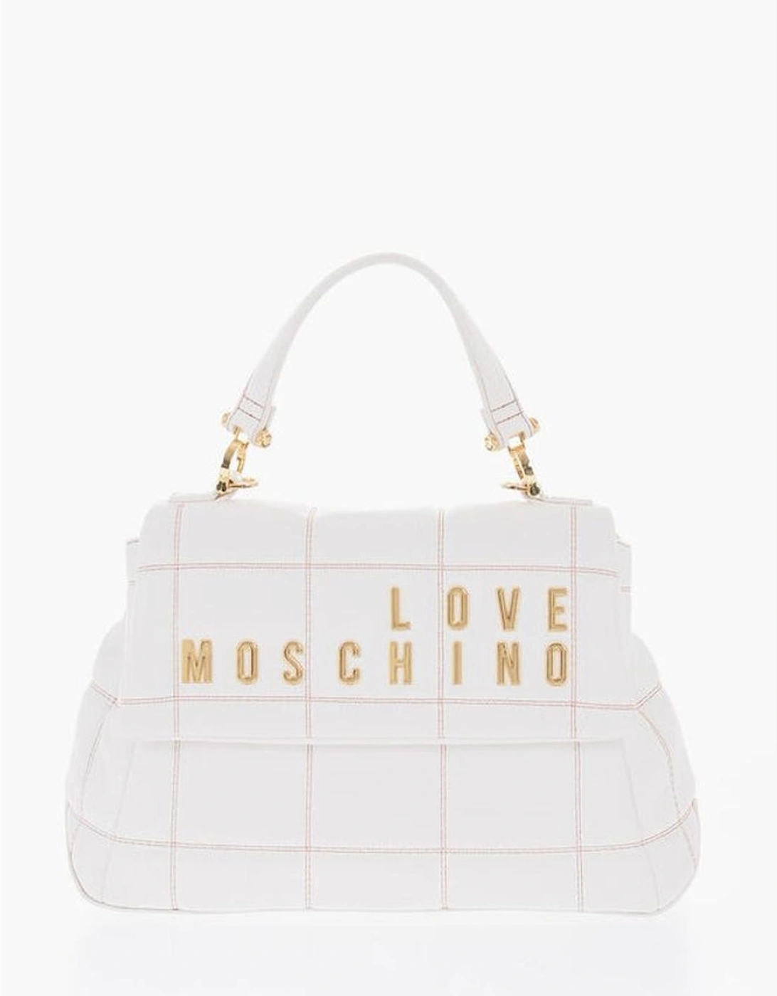 Logo Metal Snap Button Shoulder Bag Women - White Tote Bags, 5 of 4