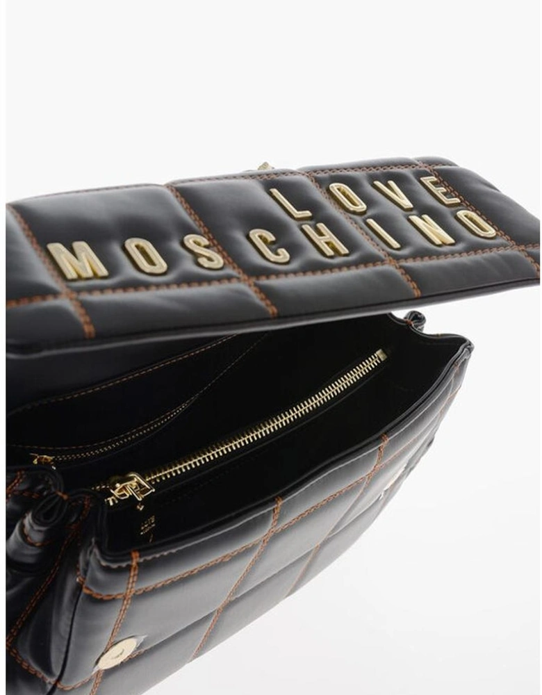Snap Button Solid Logo Shoulder Bag Women - Black Tote Bags