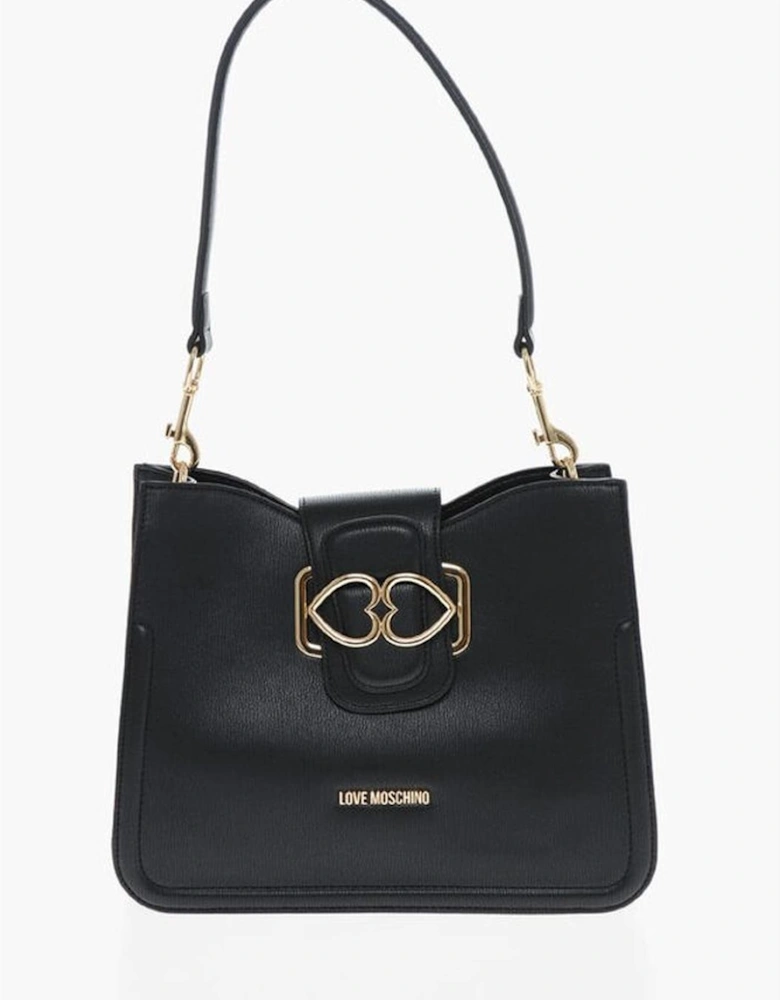 Eco-Leather Shoulder Bag with Removable Strap Women - Black