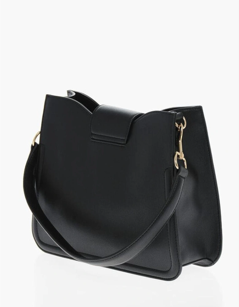 Eco-Leather Shoulder Bag with Removable Strap Women - Black