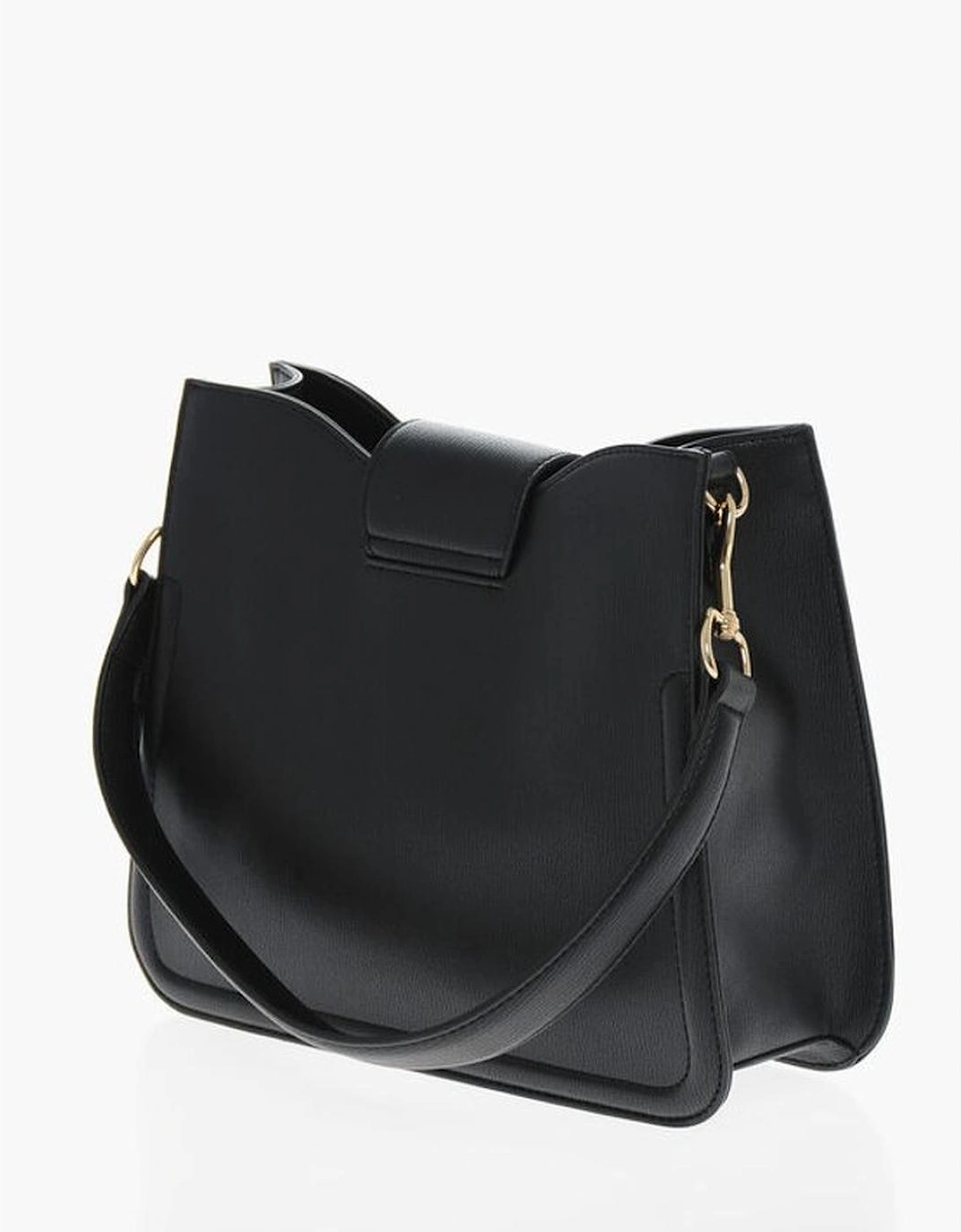 Eco-Leather Shoulder Bag with Removable Strap Women - Black